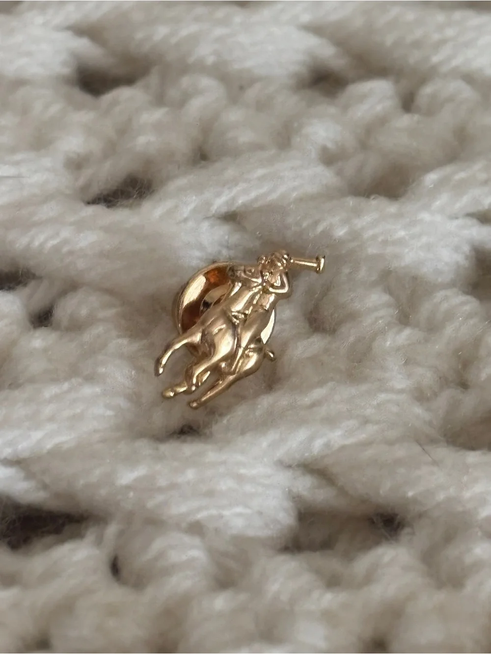 14K Gold Polo Ralph Lauren Lapel Pony/Rider Pin Tie Equestrian Jewelry RARE FIND